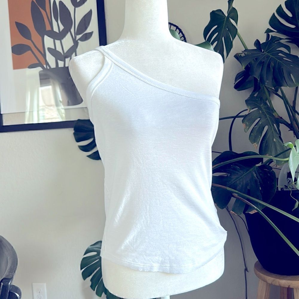 NWOT Free People One Way or Another One Shoulder Cotton Tank White L Beachy